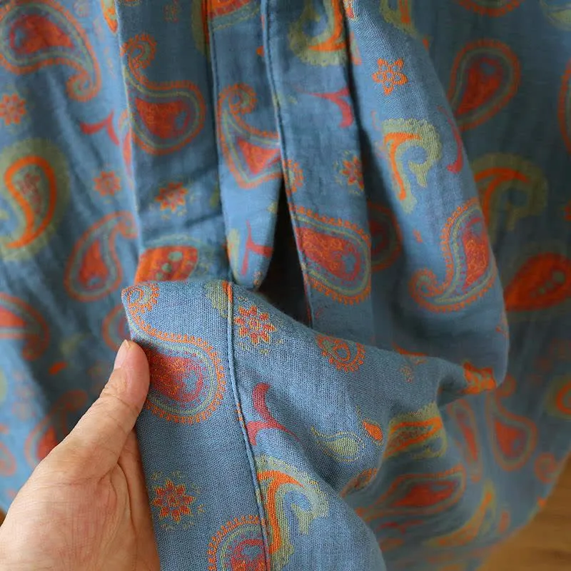 Japanischer Kimono-Bademantel aus Baumwollgaze mit Paisleymuster