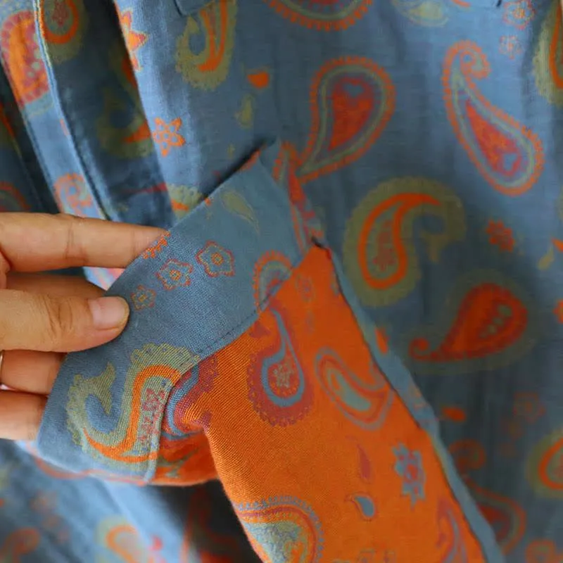 Japanischer Kimono-Bademantel aus Baumwollgaze mit Paisleymuster