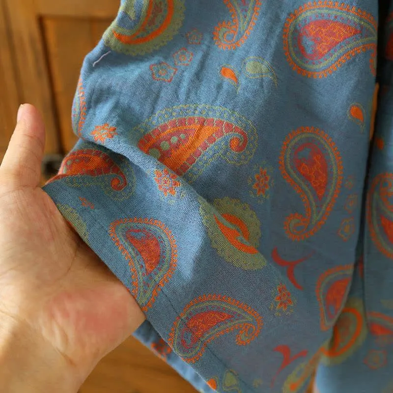 Japanischer Kimono-Bademantel aus Baumwollgaze mit Paisleymuster