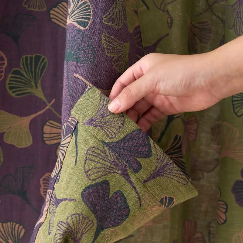 Kimono-Bademantel aus Ginkgo-Biloba-Baumwolle