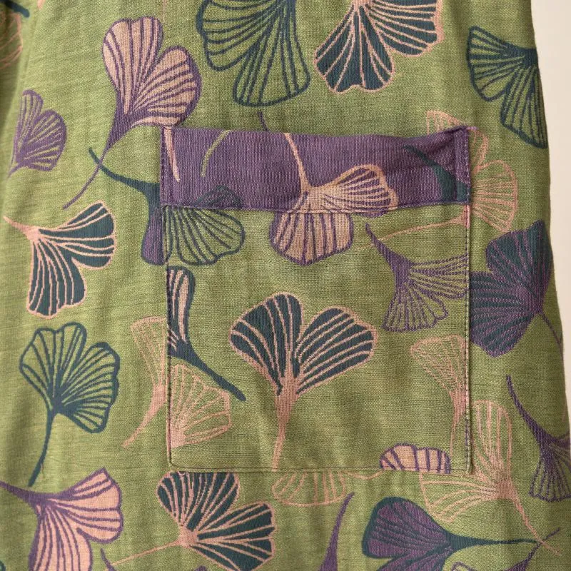 Kimono-Bademantel aus Ginkgo-Biloba-Baumwolle