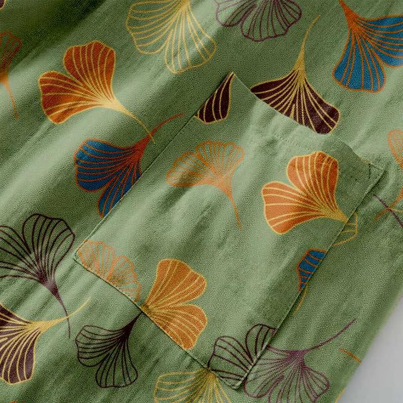 Kimono-Bademantel aus Ginkgo-Biloba-Baumwolle