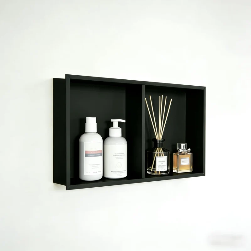 Garvee Nicchia Doccia in Acciaio Inossidabile con Doppie Mensole, Illuminazione LED Calda, Nero Opaco, Montaggio a Incasso, 61x30,5 cm, Bagno Moderno