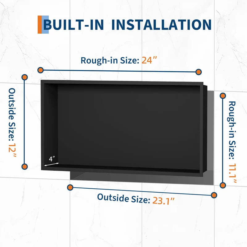 Garvee Nicchia Doccia in Acciaio Inossidabile 61x30 cm Nero Opaco con Illuminazione LED Calda per Bagno Moderno