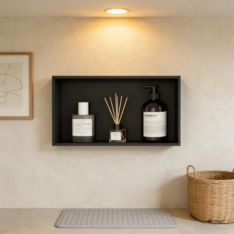 Garvee Nicchia Doccia in Acciaio Inossidabile 61x30 cm Nero Opaco con Illuminazione LED Calda per Bagno Moderno