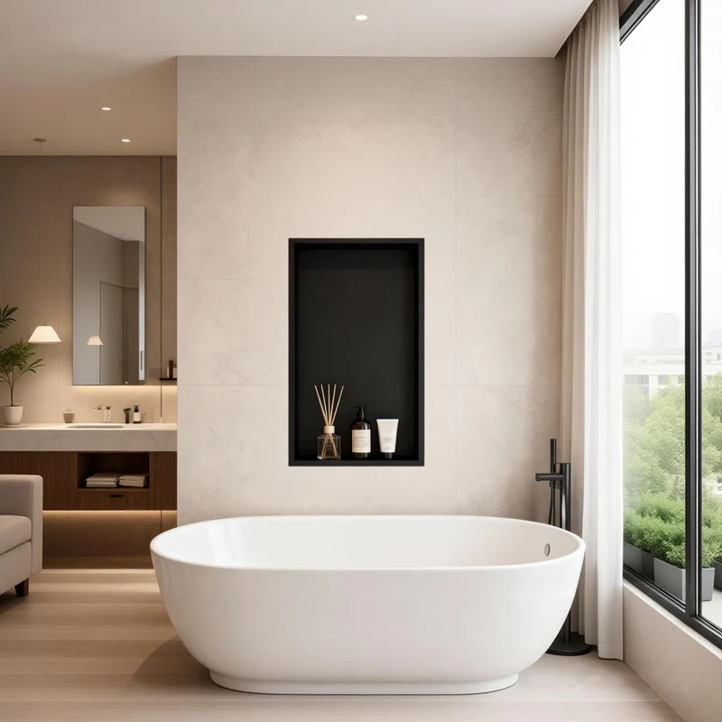 Garvee Nicchia Doccia in Acciaio Inossidabile 61x30 cm Nero Opaco con Illuminazione LED Calda per Bagno Moderno