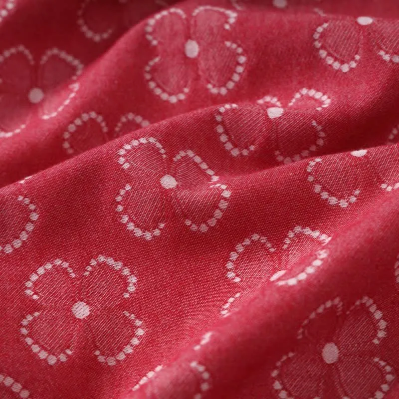 Kimono-Bademantel aus Baumwollgaze mit vierblättrigem Kleeblatt