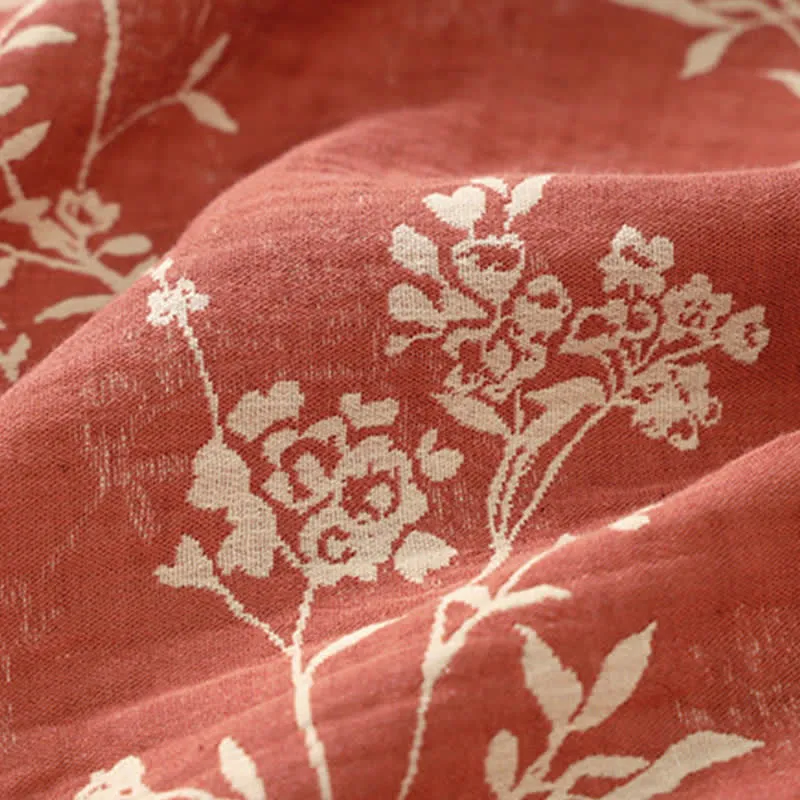 Bademantel aus Baumwollgaze-Jacquard im Vintage-Kimono mit Blumenmuster