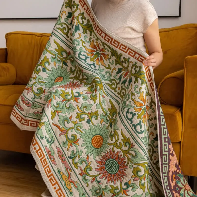 Saugfähiges Badetuch aus reiner Baumwollgaze mit Retro-Blumenmuster