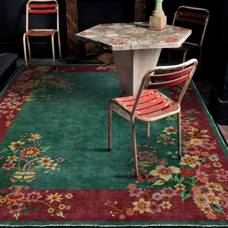 Rutschfester, eleganter, weicher, waschbarer Teppich mit Blumenmuster