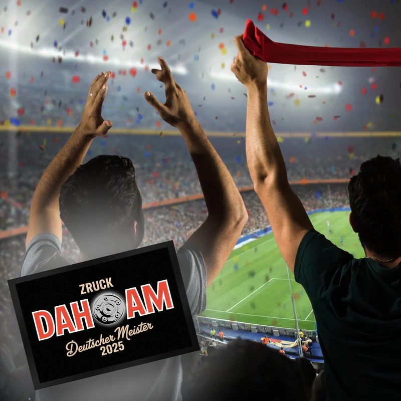 München Deutscher Meister 2025 Fußmatte in 35x50 cm - zruck dahoam