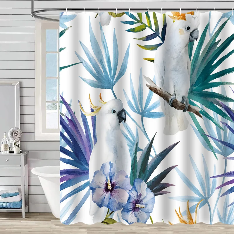 Wasserdichter dekorativer Duschvorhang mit Blumen und Vögeln