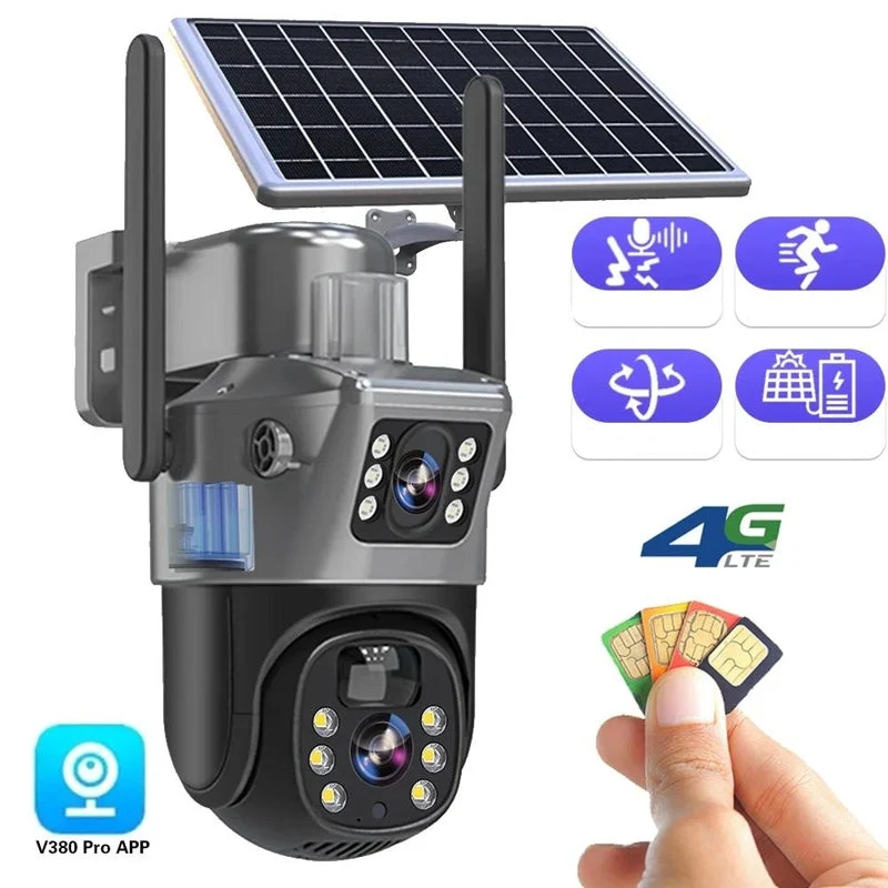DualGuard Solar 4K – Trådløs 4K sikkerhetskamera med solcellepanel og 4G | Luvikno