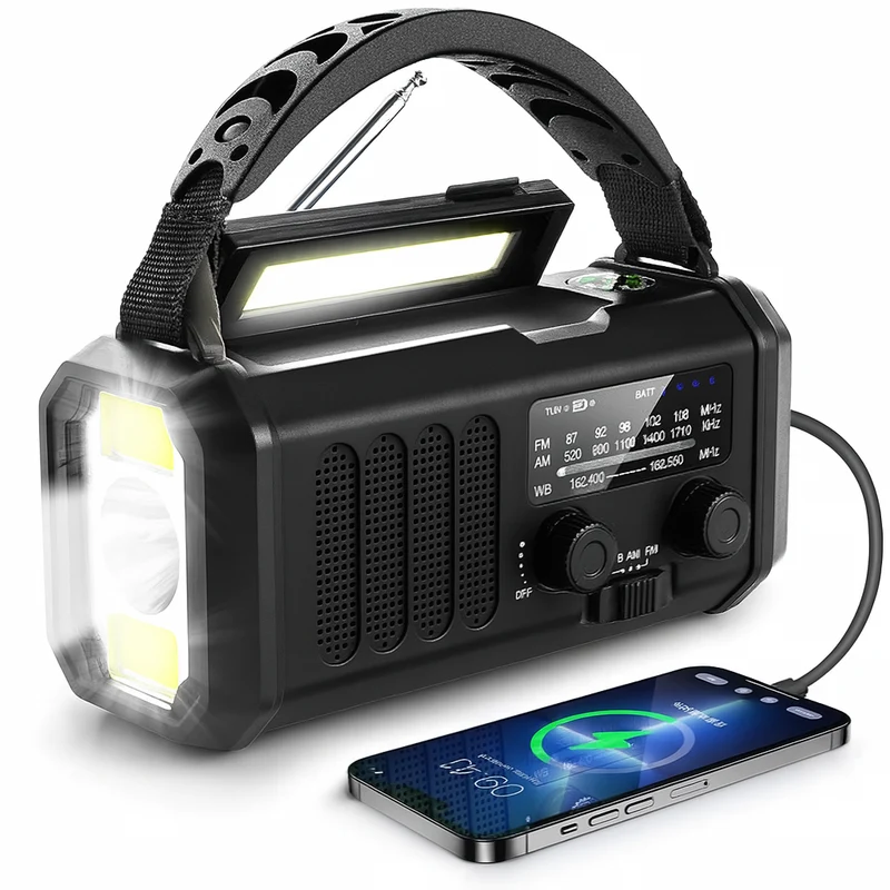 Nødsituasjon Bølge Krise Radio – Nødradio med Power Bank, LED Lommelykt, Dynamo og Kompass | Luvikno