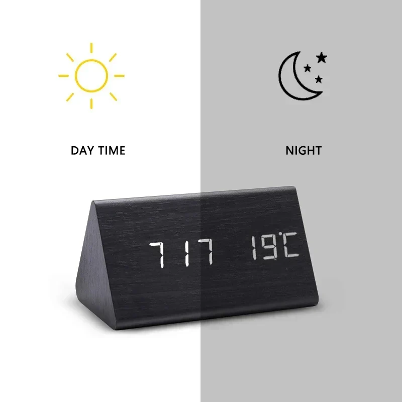 Digital Tresjokke Vekkerklokke – Moderne Teknologi med Tidløst Tre Design | Luvikno