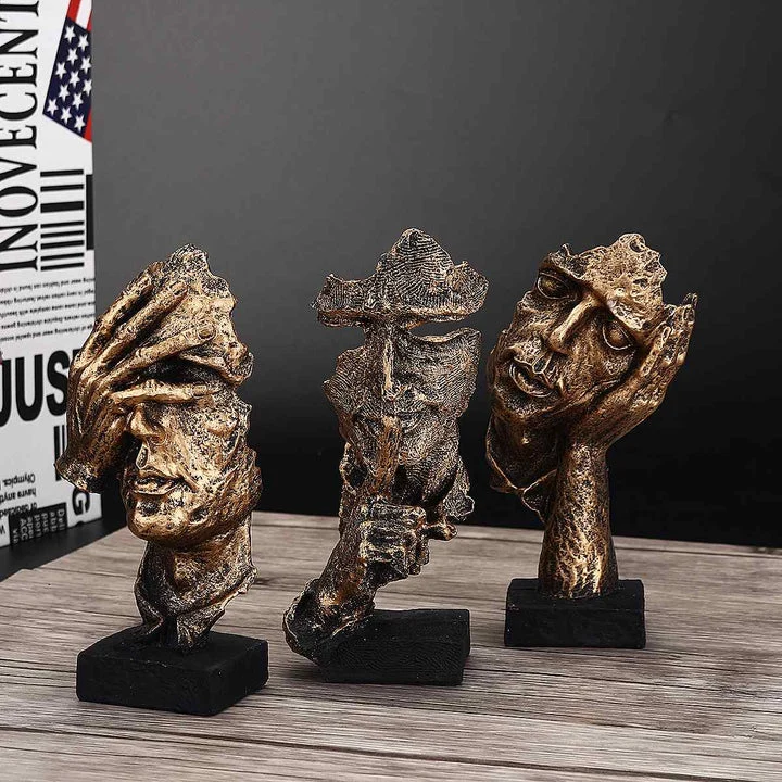 Abstrakt Gull Skulptur "NordicLine" – Moderne Skandinavisk Dekorasjon | Luvikno