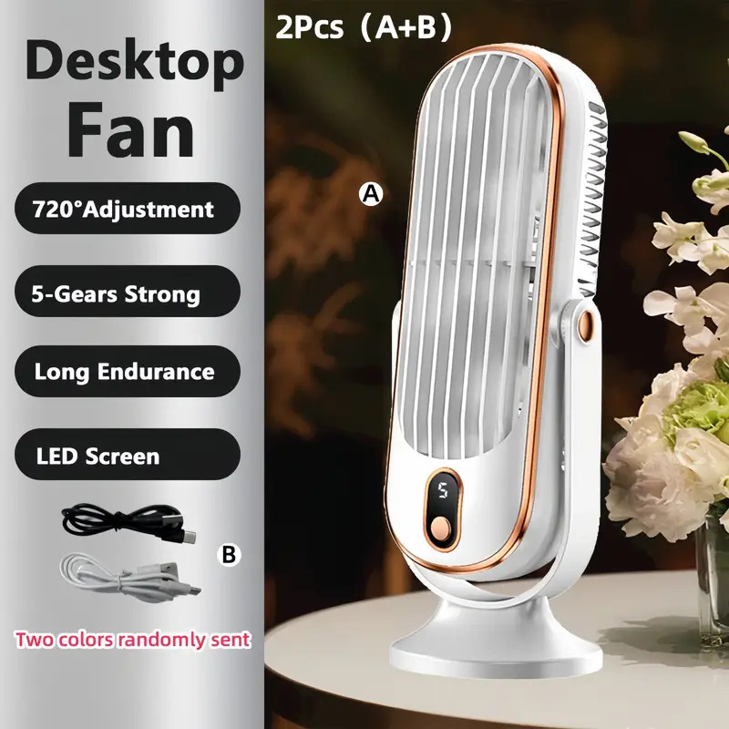 Bærbar mini luftkondisjonering med USB-lading – 5 hastigheter og 720° rotasjon | Luvikno