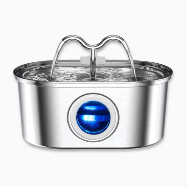 Kattens vannfontene laget av rustfritt stål – Stille, hygienisk og BPA-fri – 2L kapasitet | Luvikno