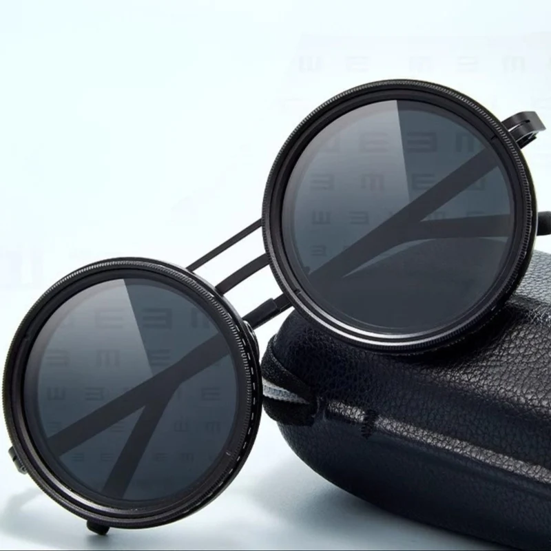 VisionRound Polariserte Solbriller – Unisex Retro Design med Justerbart Lysfilter | Luvikno