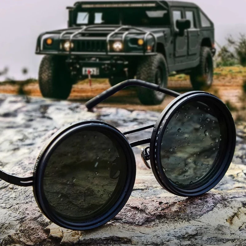 VisionRound Polariserte Solbriller – Unisex Retro Design med Justerbart Lysfilter | Luvikno