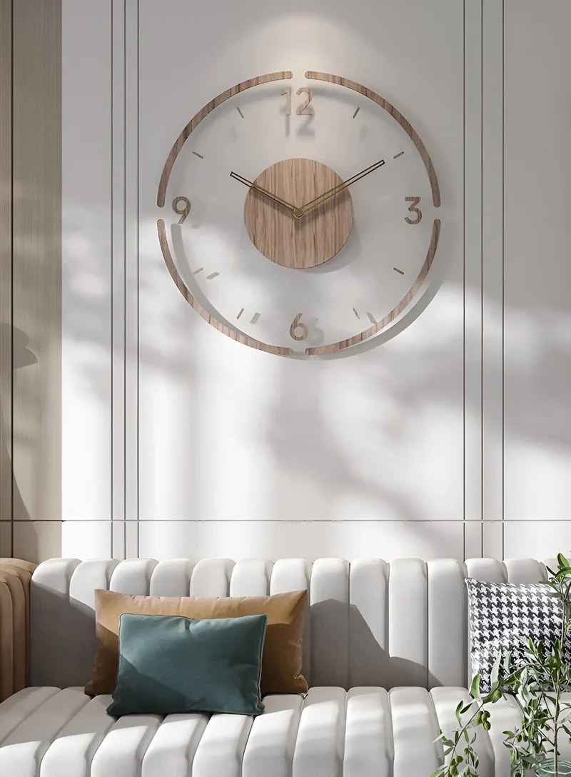 ClearWood Transparent Veggklokke – Stille Kvarts med Tre detaljer | Luvikno