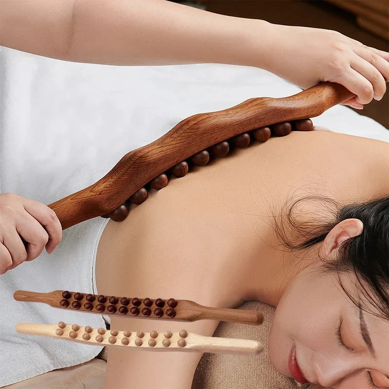 HoutRelax Gua Sha massasjeverktøy – 60 cm massasjeverktøy laget av naturlig tre for dyp muskelavslapning | Luvikno