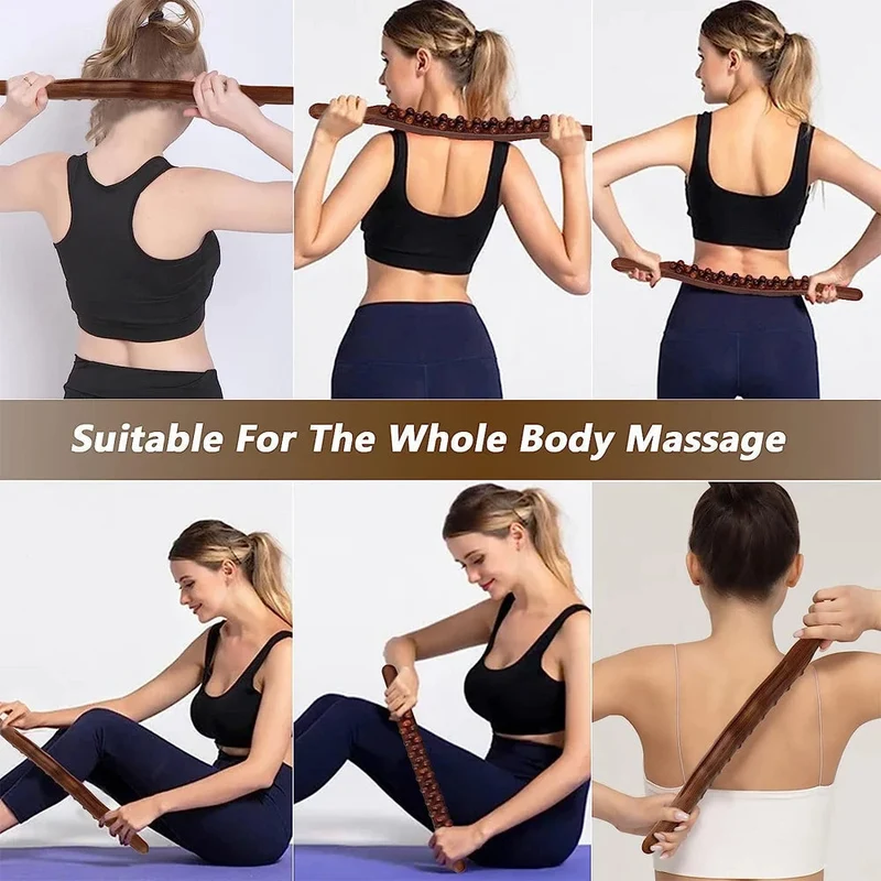 HoutRelax Gua Sha massasjeverktøy – 60 cm massasjeverktøy laget av naturlig tre for dyp muskelavslapning | Luvikno