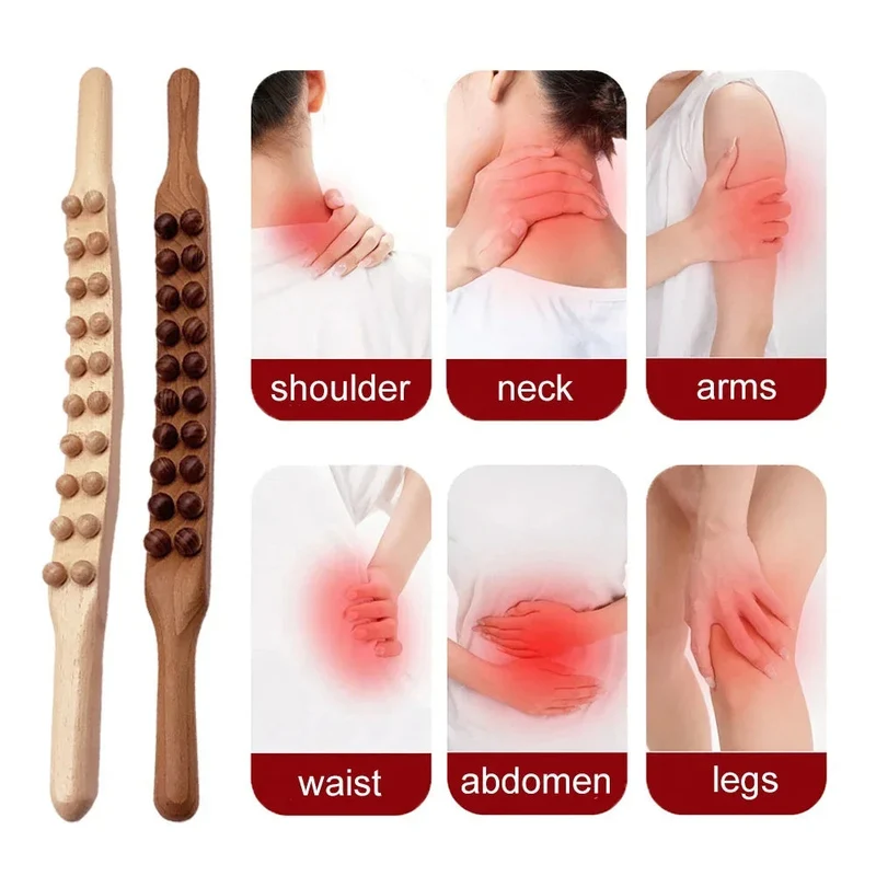 HoutRelax Gua Sha massasjeverktøy – 60 cm massasjeverktøy laget av naturlig tre for dyp muskelavslapning | Luvikno