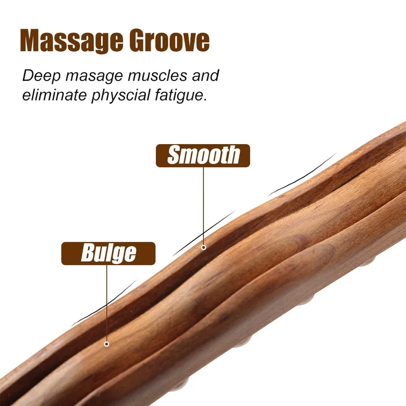 HoutRelax Gua Sha massasjeverktøy – 60 cm massasjeverktøy laget av naturlig tre for dyp muskelavslapning | Luvikno