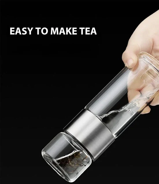 Termisk flaske med tefilter – Glass & Tre – Dobbelvegg – 500 ml – ClearTherm | Luvikno