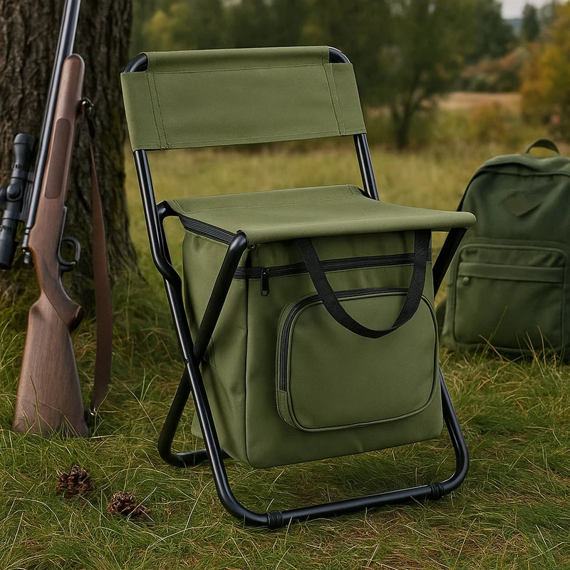 ChillPack Utendørs Stol – Sammenleggbar Campingstol med Ryggstøtte og Integrert Kjølebag | Luvikno