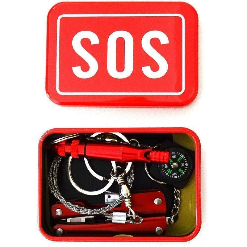 Portable SOS overlevelsespakke med 8 verktøy | Luvikno