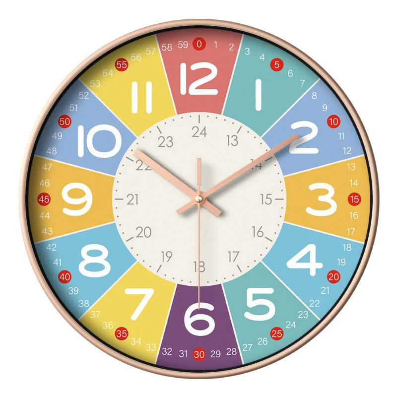 Farge Time Silent Kids Clock – Lydløs Veggur med Pedagogisk Design | Luvikno