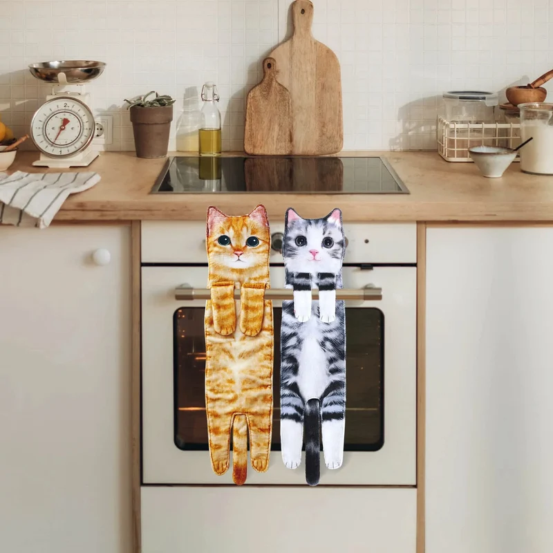 Handtuch mit Katzenmotiv zum Aufhängen für Küche und Bad