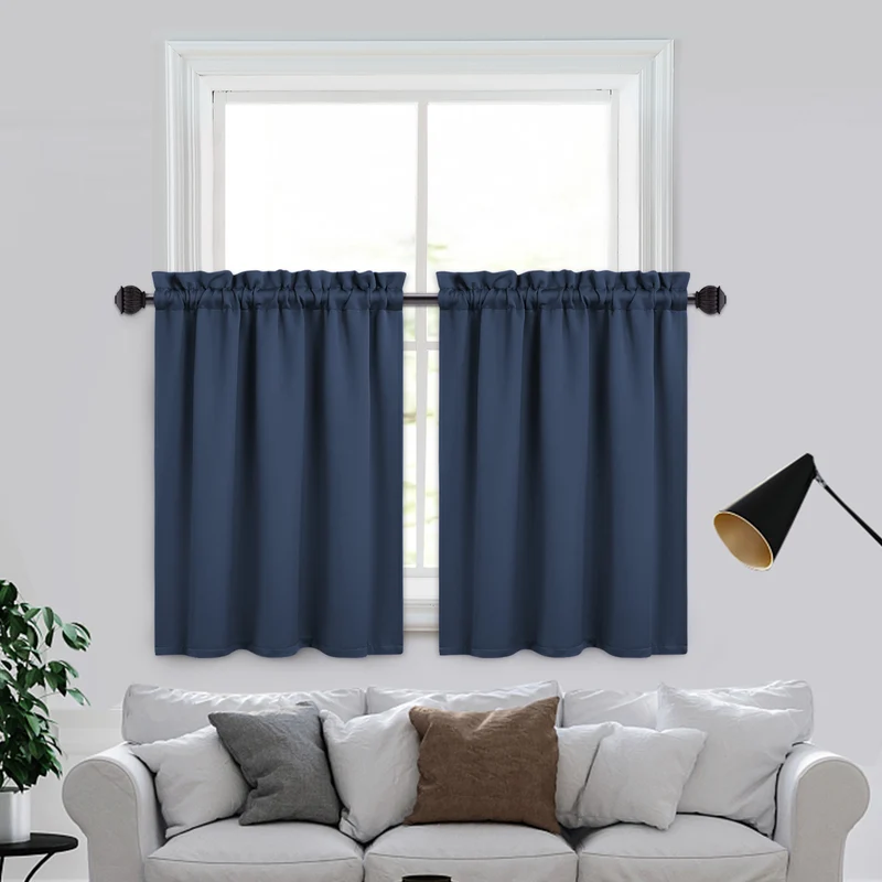 Garvee Tende Oscuranti 2 Pezzi Corte per Finestre Piccole con Tasca per Asta, Blocco Luce 70%, Tessuto Resistente, Ideali per Cucina e Bagno, Grigio