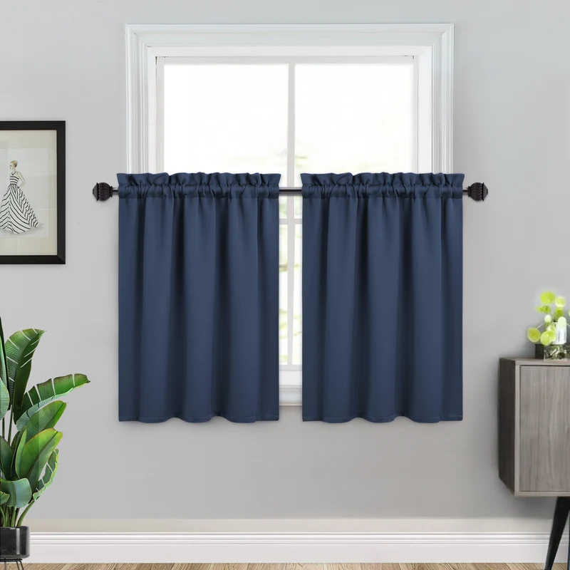 Garvee Tende Oscuranti 2 Pezzi Corte per Finestre Piccole con Tasca per Asta, Blocco Luce 70%, Tessuto Resistente, Ideali per Cucina e Bagno, Grigio