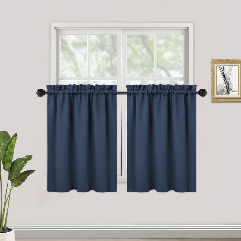 Garvee Tende Oscuranti 2 Pezzi Corte per Finestre Piccole con Tasca per Asta, Blocco Luce 70%, Tessuto Resistente, Ideali per Cucina e Bagno, Grigio