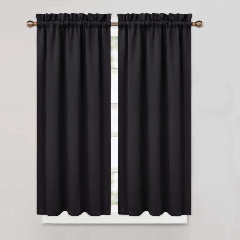 Garvee Tende Oscuranti 2 Pezzi Corte per Finestre Piccole, Tessuto Resistente, Blocco Luce Forte, Ideali per Cucina e Bagno, Nero