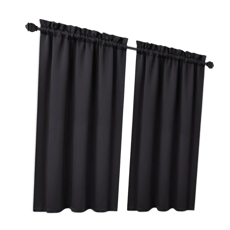 Garvee Tende Oscuranti 2 Pezzi Corte per Finestre Piccole, Tessuto Resistente, Blocco Luce Forte, Ideali per Cucina e Bagno, Nero
