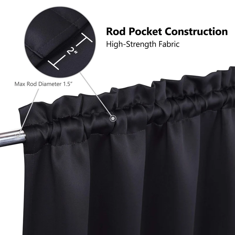 Garvee Tende Oscuranti 2 Pezzi per Finestre Piccole, Blocca Luce 70%, Tessuto Resistente, Tasca per Bastone, Cucina e Bagno, Bianco