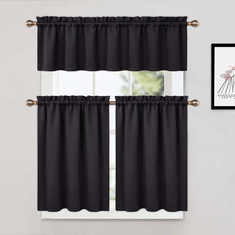 Garvee Tende Oscuranti 2 Pezzi per Finestre Piccole, Blocca Luce 70%, Tessuto Resistente, Tasca per Bastone, Cucina e Bagno, Bianco