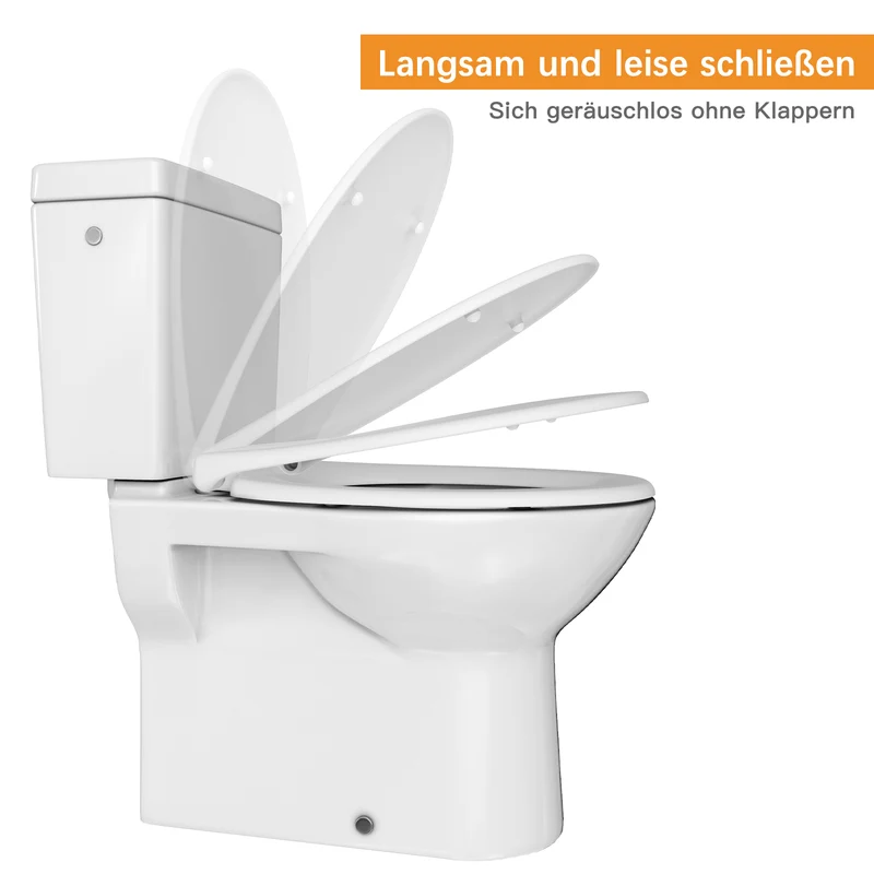 Garvee Copriwater Bianco con Chiusura Morbida Automatica e Funzione Quick-Release per Bagno, Urea-Duroplast, Forma O, Antibatterico, Resistente fino a 150 kg