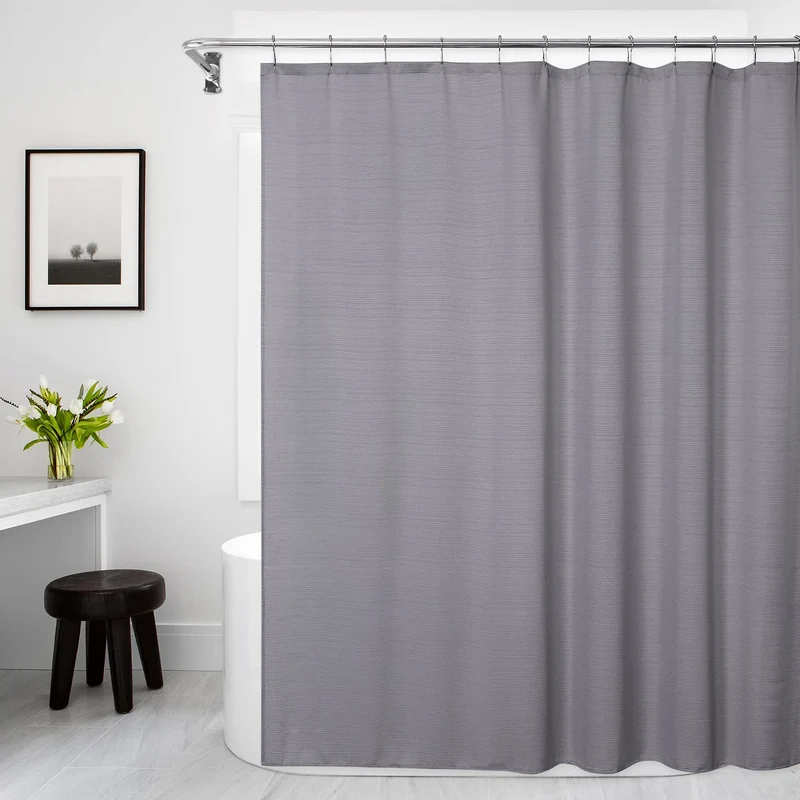 Tenda Doccia Garvee Stoffa Moderna a Righe Impermeabile 183x198cm Grigia per Bagno Hotel