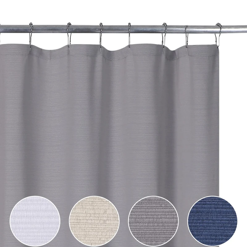 Tenda Doccia Garvee Stoffa Moderna a Righe Impermeabile 183x198cm Grigia per Bagno Hotel
