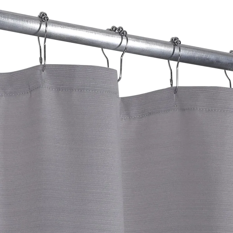 Tenda Doccia Garvee Stoffa Moderna a Righe Impermeabile 183x198cm Grigia per Bagno Hotel