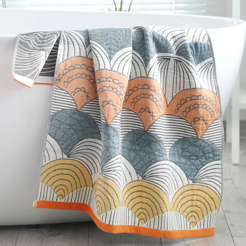 Ownkoti Badetuch aus Jacquard-Baumwolle mit Muscheldruck