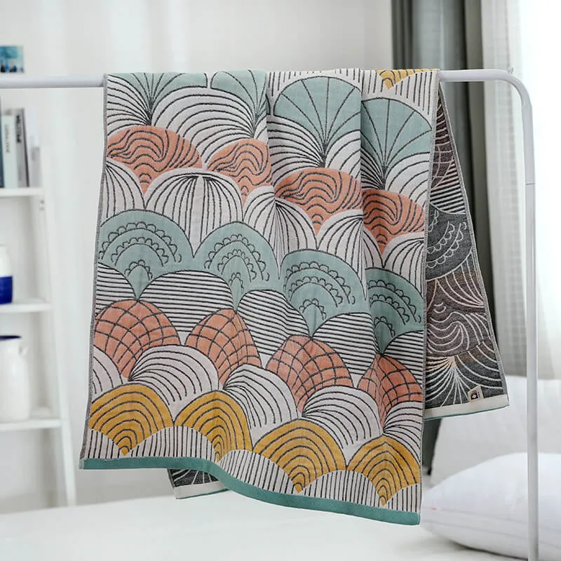 Ownkoti Badetuch aus Jacquard-Baumwolle mit Muscheldruck