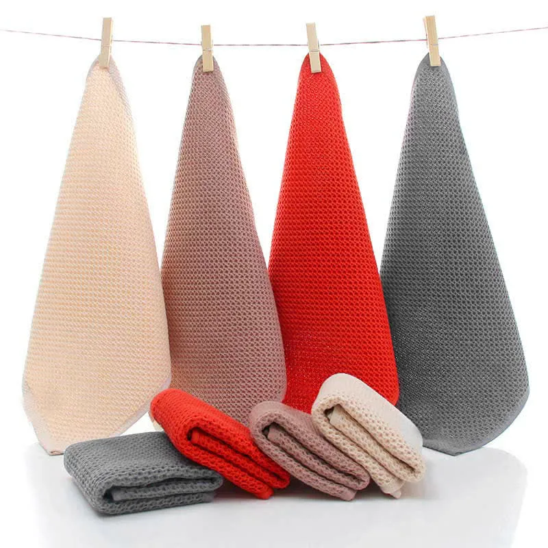 Ownkoti Einfaches Baumwollhandtuch, quadratisches Handtuchset mit Wabenmuster (3er-Pack)