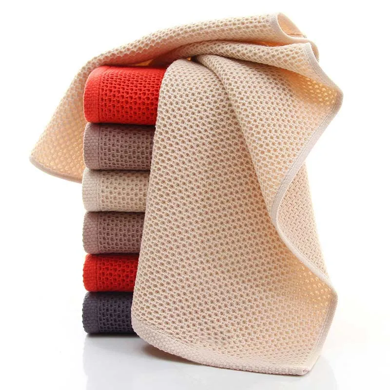 Ownkoti Einfaches Baumwollhandtuch, quadratisches Handtuchset mit Wabenmuster (3er-Pack)