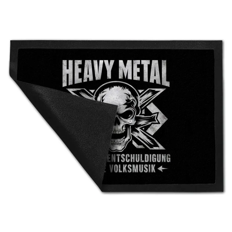 Heavy Metal statt Volksmusik Fußmatte in 35x50 cm mit Totenkopf